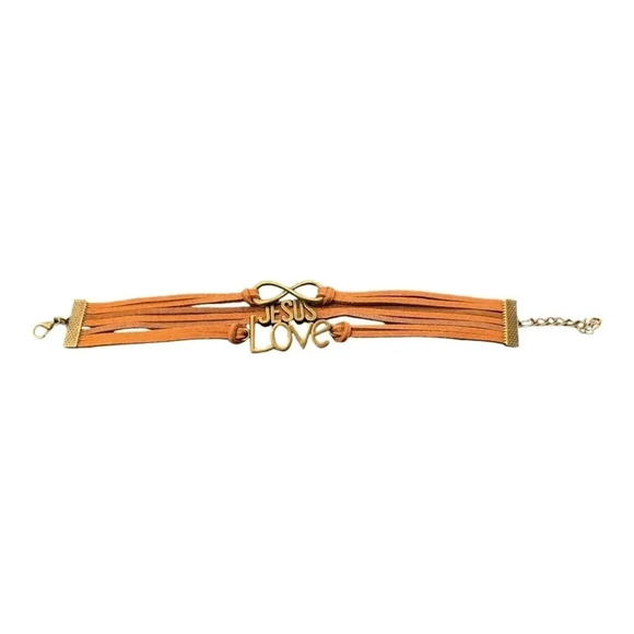 2 LEFT! Love Jesus Infinity Charm Faux Leather Multi-layered Bracelet - Picture 2 of 2